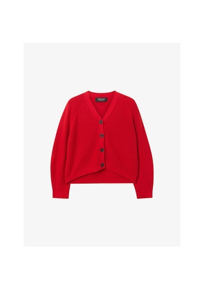 Womens Whistles Ribbed V-Neck Cotton Cardigan