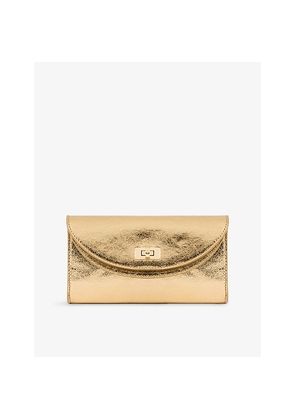 Womens Sandro Mambo Metallic-Leather Clutch Bag