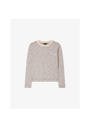 Womens Whistles Stripe-Print Chest-Pocket Cotton-Jersey Top