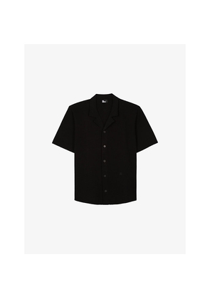 Mens The Kooples Short-Sleeve Mesh Linen and Cotton-Blend Shirt