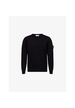 Mens Stone Island Badge Crewneck Cotton-Knit Jumper
