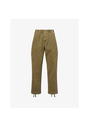 Mens Stone Island Drawstring Straight-Leg Cotton Trousers