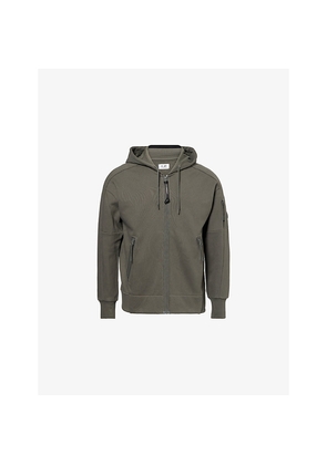 Mens Cp Company Diagonal Raised Zip-Up Cotton-Jersey Hoodie