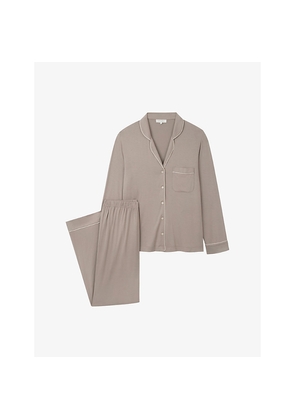 Womens The White Company Piped Relaxed-Fit Jersey Pyjamas