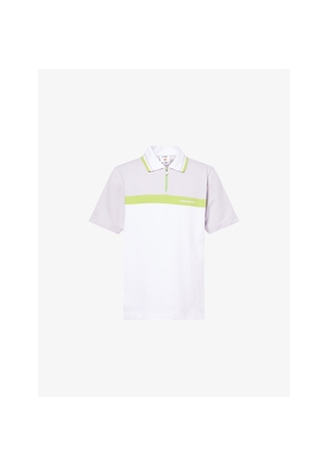 Mens Casablanca Quarter Zip Short-Sleeves Cotton-Piqué Polo Shirt