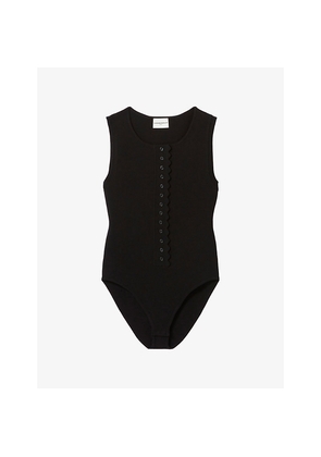 Womens Claudie Pierlot Sleeveless Button-Down Knitted Bodysuit
