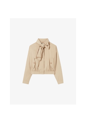 Womens Claudie Pierlot Short Tie-Neck Cotton Trench