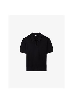 Mens The Kooples Waffle-Textured Zipped Knitted Polo Shirt