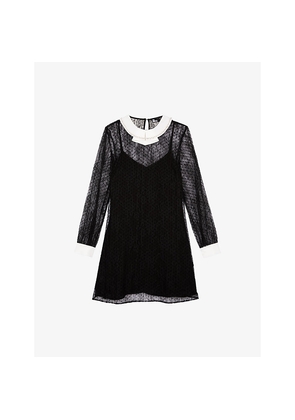 Womens The Kooples Lace Contrast-Collar Woven Mini Dress
