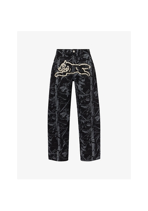 Mens Icecream Tree Camo Double Scoop Straight-Leg Denim Jeans