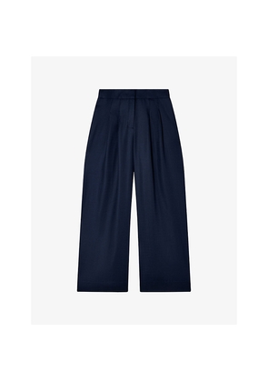 Womens Whistles Hopsack Wide-Leg Woven Trousers