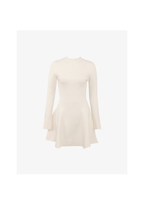 Womens House of CB Bonnie High-Neck Merino-Wool Skater Mini Dress