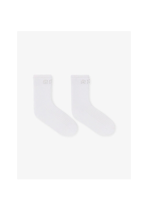 Womens Maje Pearl-Embellished Pointelle-Knit Cotton-Blend Socks