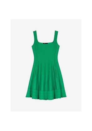 Womens Maje Structured-Rib Knitted Skater Dress