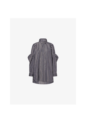 Womens Sacai Pinstripe Oversized Cotton-Blend Shirt