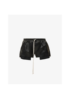 Womens Rick Owens Low-Rise Fog Leather Boxer Shorts