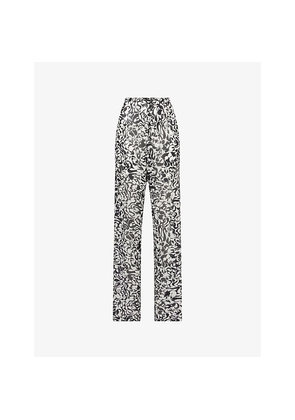 Womens Dries Van Noten Pachas Striped Silk-Blend Trousers