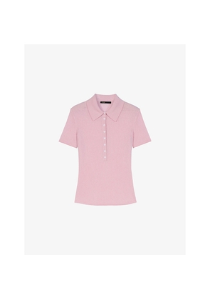 Womens Maje Ribbed Wool and Silk Polo Jumper