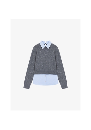 Womens Maje Rhinestone-Embellished Wool Jumper