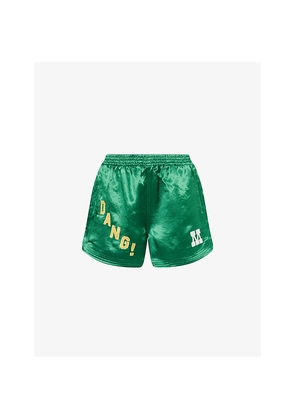 Womens Mother The Star Player Appliqued Satin Shorts
