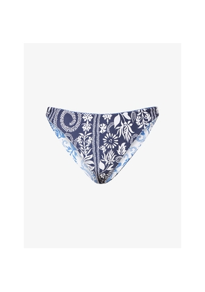 Womens Agua Bendita Ilu Floral-Print Reversible Bikini Bottoms