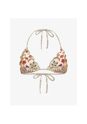 Womens Agua Bendita Lolita Floral-Print Bikini Top