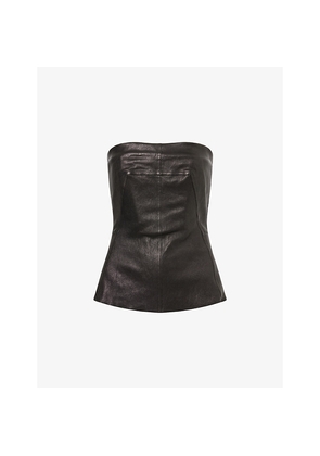 Womens Rick Owens Bandeau Bustier Leather-Blend Top