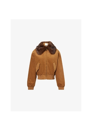 Womens The Couture Club Corduroy Faux-Fur-Trim Cotton Jacket