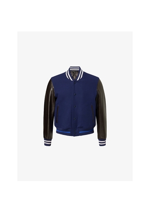 Mens Tom Ford Varsity Leather-Sleeves Wool Jacket