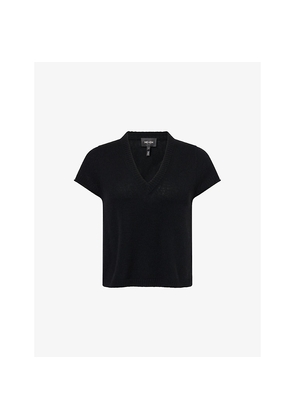 Womens Me And Em V-Neck Cap-Sleeves Cashmere Top