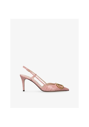 Womens Valentino Garavani Vlogo 80 Leather Heeled Sling-Back Courts