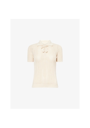 Womens Valentino Garavani Open-Knit Cotton Polo Shirt