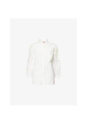 Womens Valentino Garavani Broderie Long-Sleeve Cotton Shirt