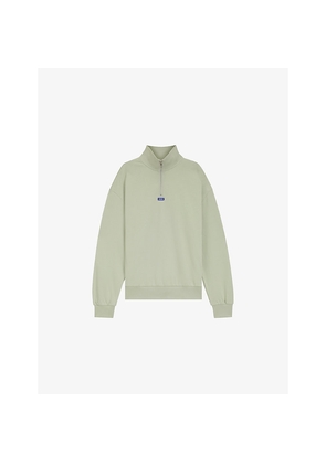 Mens Hugo Logo-Patch Quarter-Zip Cotton-Terry Sweatshirt