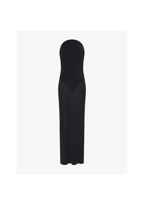 Womens Alaia Curved Strapless Jersey Midi Dress