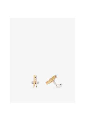 Mens Tateossian Mayfair Peg 18ct Yellow-Gold and Rhodium-Plated Sterling-Silver Cufflinks