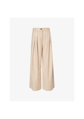 Womens Me And Em Pinstripe Wide-Leg Stretch-Woven Trousers