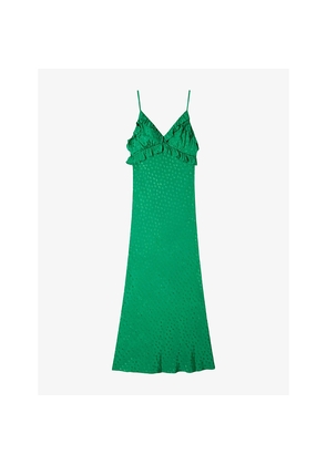 Womens Sandro V-Neck Jacquard-Pattern Woven Maxi Dress