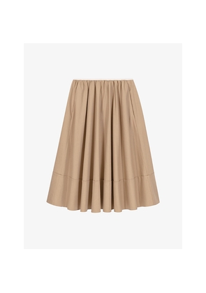 Womens Maje Elasticated-Waist Side-Pocket Cotton Midi Skirt