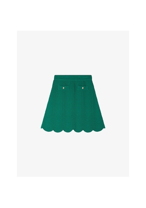 Womens Sandro Scalloped-Hem Knitted Mini Skirt