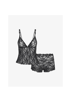 Womens Skims Triangle Stretch-Lace Cami and Short Set