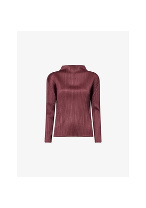 Womens Pleats Please Issey Miyake High-Neck Pleats Knitted Top