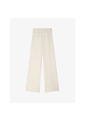 Womens Sandro Striped Straight-Leg Woven Trousers