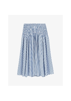 Womens Maje Checked Rhinestone-Embellished Cotton Maxi Skirt