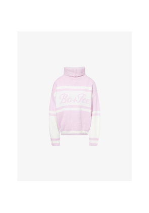 Womens Bo+Tee Logo-Print Oversized Knitted Jumper