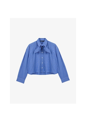 Womens Maje Striped Rhinestone-Embellished Cotton Shirt