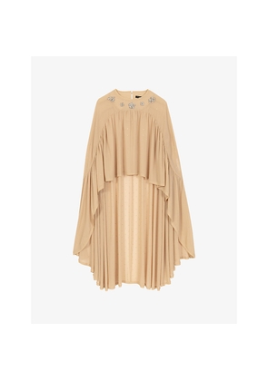 Womens Maje Crystal-Embellished Cape-Hem Woven Top