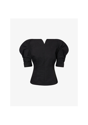 Womens Destree Janet Puff-Sleeve Cotton Top