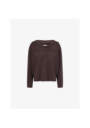 Womens Bo+Tee Logo-Embossed Ribbed Knitted Hoody