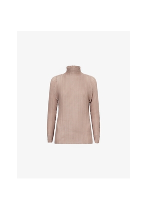 Womens Issey Miyake Wooly Pleats-66 Long-Sleeve Knitted Top